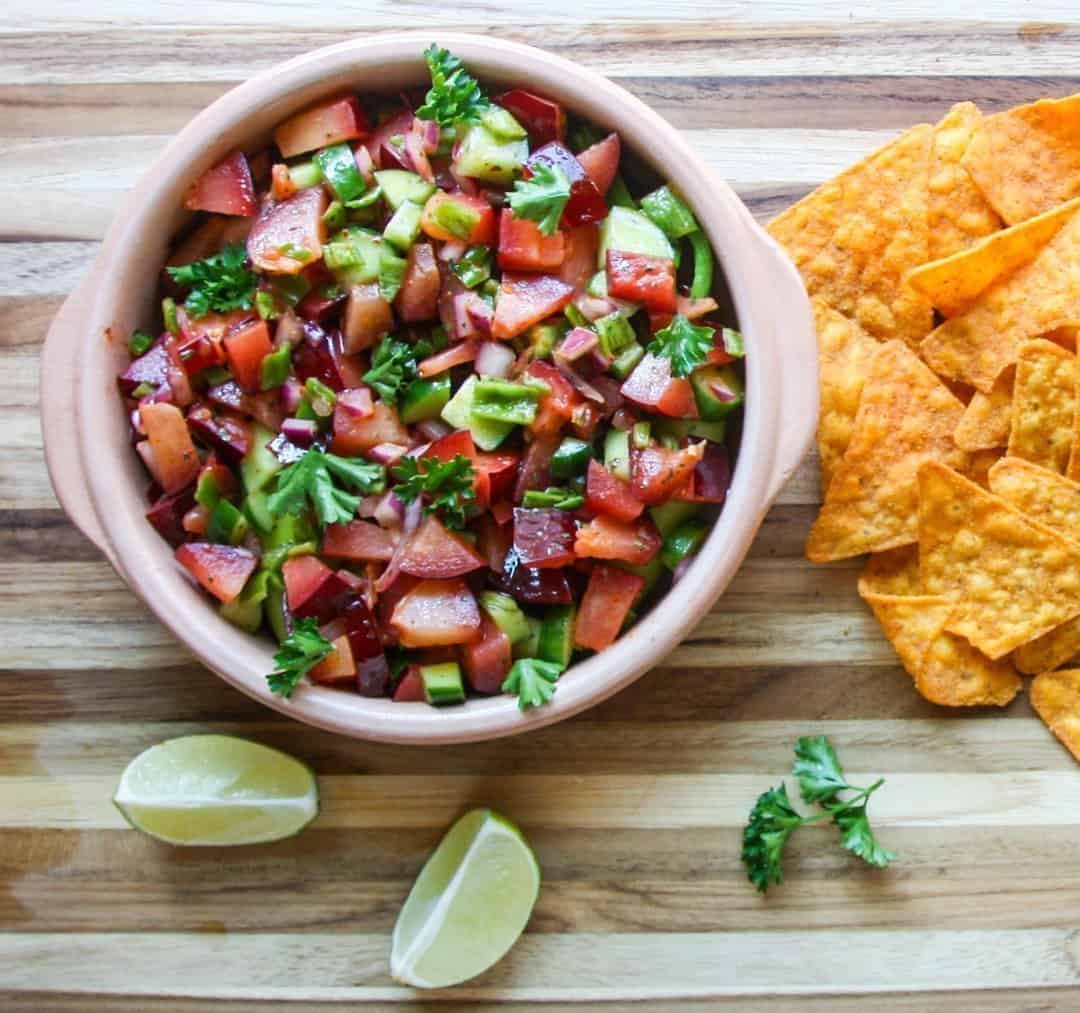 Plum Salsa with chips