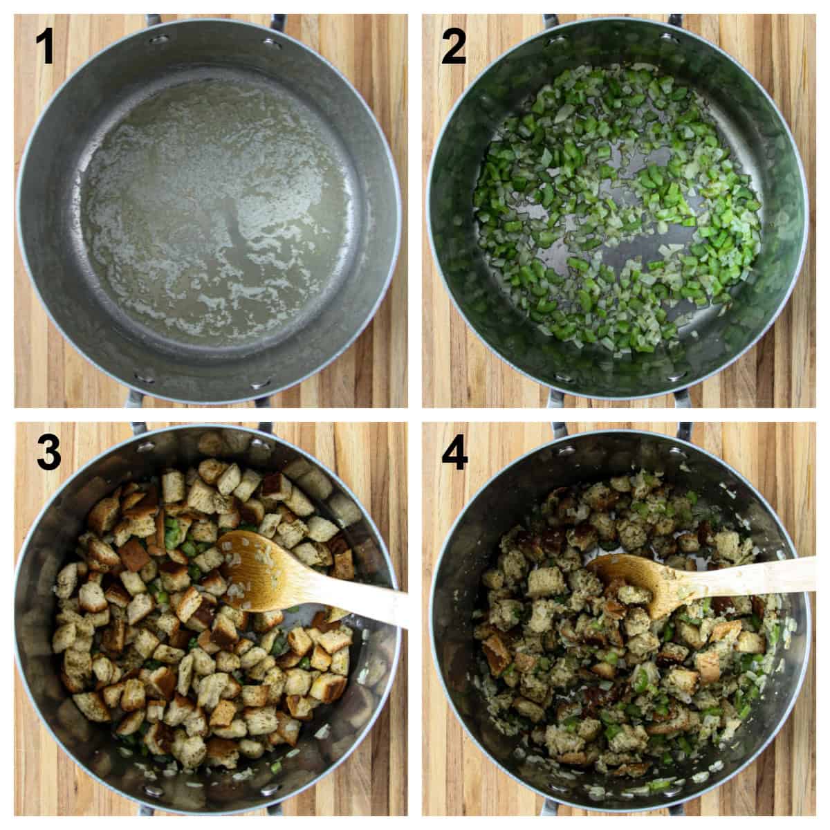 Steps one through four of this recipe process.